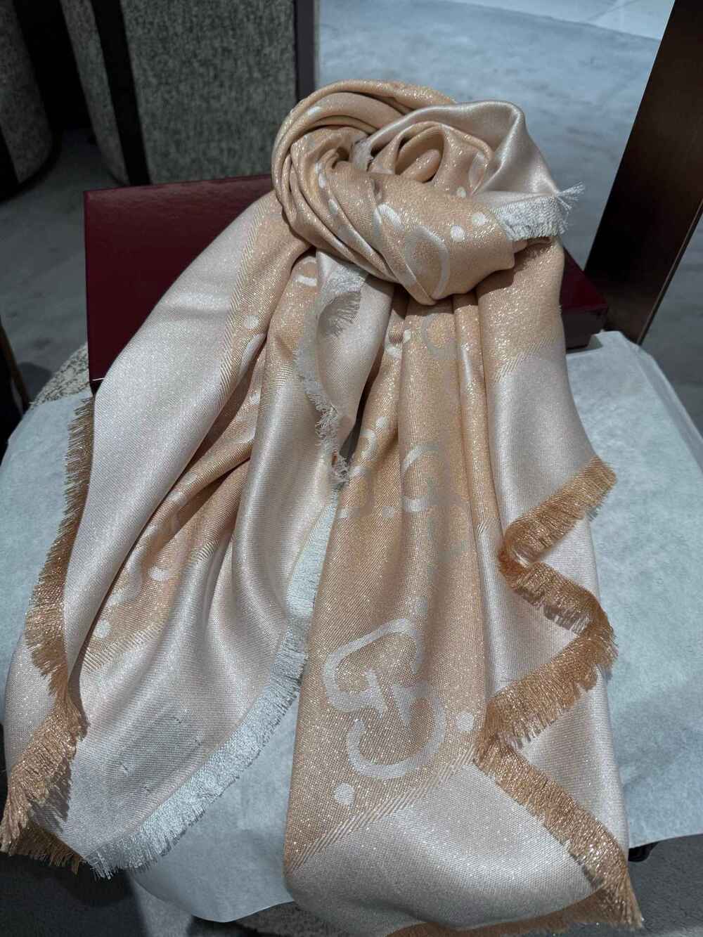 GUCCI Metallic GG Monogram Scarf